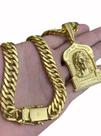 Cordão grumet 13mm banhado a ouro 18k + pingente jesus