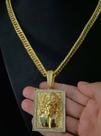 Cordão grumet oca 10mm + pingente jesus 3d - banhado a ouro 18k Cordão grumet oca 10mm + pingente jesus 3d - banhado a ouro 18k
