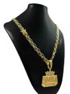 Cordão Imperador 10mm Pingente Favela Venceu Banhado a Ouro