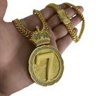 Cordão Lacraia 10mm + Pingente 7 - Banhado a Ouro 18k