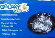 Cordão Luminoso Natal Branco 100 lâmpadas Fixo Led Galaxy 10 metros