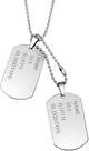 Cordão Masculino Aço Inox Dog Tag Duplo Placa Militar Identificação Médica Prata Brilho