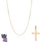 Cordão Masculino Coleção Homens Rommanel + Pingente Cruz Banhados A Ouro 18k Tamanho 60cm