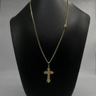 Cordão Masculino Grumet de Ouro 24k Com Cruz Serpenteada Delicada Banhada