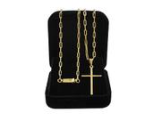 Cordão Masculino Ouro 18k 70cm + Pulseira e Pingente Cruz Semijoia