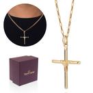 Cordão Masculino Rommanel 70cm Com Pingente Cruz Banhados A Ouro 18k 532532