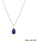 Cordão Ouro 18k 750 Feminino 40cm + Ponto de Luz Gota 9mm Azul Safira Cordão Ouro 18k 750 Feminino 40cm + Ponto de Luz Gota 9mm Azul Safira