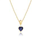 Cordão Ouro 18k Com Pingente Gota e Coração 45cm Azul Safira Cordão Ouro 18k Com Pingente Gota e Coração 45cm Azul Safira