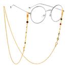 Cordão Para Óculos Pedras Coloridas 70cm Corrente Dourado
