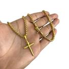 Cordão Peruano 4mm + Pingente Cruz Inri - Banhado a Ouro 18k