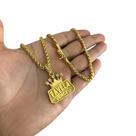 Cordão Peruano 4mm + Pingente Favela Venceu Banhado a Ouro