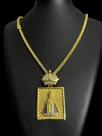 Cordão peruano 8mm + pingente nossa senhora quadrada - banhada a ouro 18k