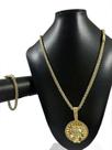 Cordão Peruano 8mm + Pingente Pitbull - Banhado a Ouro 18k