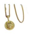 Cordão Peruano 8mm + Pingente Pitbull - Banhado a Ouro 18k