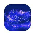 Cordão Pisca 100 Led Prova Dágua Fixo Azul Fio Transparente 10m Decor Natal 110v