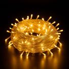Cordão Pisca Natal Enfeite 100 Leds 9m 8 Funções Decoração 127V/220V Transparente
