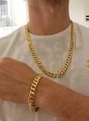 Cordão Pit Bull Com Pulseira 10mm Banhado A Ouro 18k