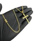 Cordão Pitbull 3mm + Pingente Cruz - Banhado a Ouro 18k