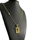 Cordão pitbull 3mm + pingente jesus cravejado banhado a ouro