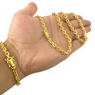 Cordão + Pulseira 5mm Cadeado Banhado A Ouro 18k Fecho 750 Cordão + Pulseira 5mm Cadeado Banhado A Ouro 18k Fecho 750