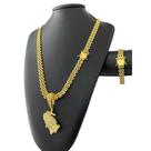 Cordão + Pulseira Americano + Pingente Fé Banhado a Ouro Cordão + Pulseira Americano + Pingente Fé Banhado a Ouro
