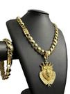 Cordão pulseira Friso S 13mm Ping Jesus King Banhado a ouro Cordão pulseira Friso S 13mm Ping Jesus King Banhado a ouro
