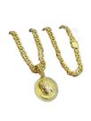Cordão Romano Oca 10mm + Pingente Cristo - Banhado a Ouro Cordão Romano Oca 10mm + Pingente Cristo - Banhado a Ouro