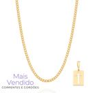 Cordão Rommanel Masculino Banhado A Ouro 18k Com Pingente De Cruz Retangular