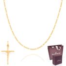 Cordão Rommanel Tamanho 60cm Com Pingente Corrente Banhada A Ouro 18k Lixada