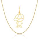 Cordão Singapura Com Pingente Menino Em Ouro 18k