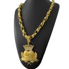 Cordão Trançado 12mm Pingente Jesus é o Dono Banhado a Ouro Cordão Trançado 12mm Pingente Jesus é o Dono Banhado a Ouro