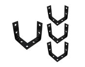 Corner Brace QCAA Triple Bracket Durable Steel Black, pacote com 4 Corner Brace QCAA Triple Bracket Durable Steel Black, pacote com 4