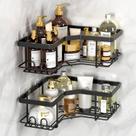 Corner Shower Caddy FLATTERMONN, pacote com 2 e 8 ganchos, preto