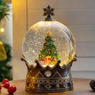 Coroa de árvore de Natal Snow Globe Qualdout com música e luz