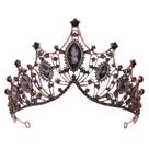 Coroa de cristal barroca, diamantes negros, tiara de noiva vintage