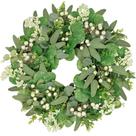 Coroa de flores artificial Vlorart Eucalyptus Leaf 50cm com bagas
