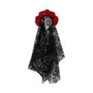 Coroa De Flores De Noiva Rosa Negra Com Véu De 62cm Em Renda, Acessório Gótico Para Festa De