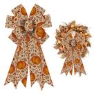 Coroa de flores de outono ALIBBON Laranja, folhas grandes de abóbora, serapilheira
