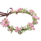 Coroa de flores rosa boêmia KorviShow faixa de cabeça rosa Babys Breath Flower com folha verde, coroa de cabelo floral boêmia para mulheres, casamento, Halloween e Natal Coroa de flores rosa boêmia KorviShow faixa de cabeça rosa Babys Breath Flower com folha verde, coroa de cabelo floral boêmia para mulheres, casamento, Halloween e Natal