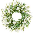 Coroa de flores Sggvecsy Primavera Verão 56cm Flor branca artificial