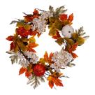 Coroa de flores Vickerman 56cm Orange Fall Pumpkin Hydrangea Coroa de flores Vickerman 56cm Orange Fall Pumpkin Hydrangea