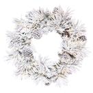 Coroa de flores Vickerman Atka 76 cm flocada com LED branco quente Coroa de flores Vickerman Atka 76 cm flocada com LED branco quente