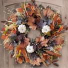 Coroa de flores WANNA-CUL 24", decoração de outono com abóboras brancas