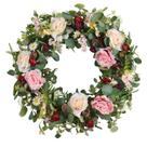 Coroa de flores WANNA-CUL 61 cm rosa floral com eucalipto