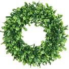 Coroa de folhas verdes artificiais Lvydec Boxwood 38cm ao ar livre