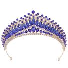 Coroa de noiva de cristal luxuosa com diamantes azuis para noivas Coroa de noiva de cristal luxuosa com diamantes azuis para noivas