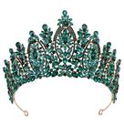 Coroa de noiva de cristal verde barroco com liga e strass