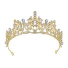 Coroa de noiva dourada elegante com diamantes de água para casamentos