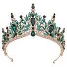 Coroa de noiva elegante com cristais verdes para casamentos e festas