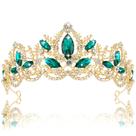 Coroa de ouro cristal verde Tiara Exacoo Wedding 5,5 cm D Coroa de ouro cristal verde Tiara Exacoo Wedding 5,5 cm D